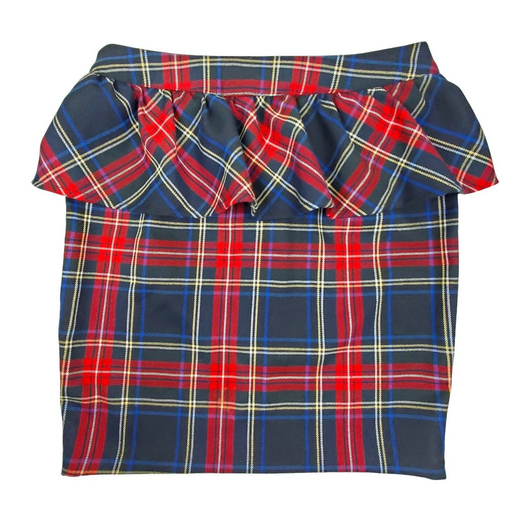 Body Central Red Plaid Peplum Mini Skirt Party Evening Women's Small